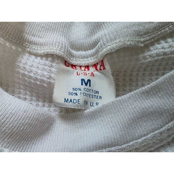 White Crewneck ThermalPumpkin & Leaves Print Medium Made In USA - Picture 5 of 8